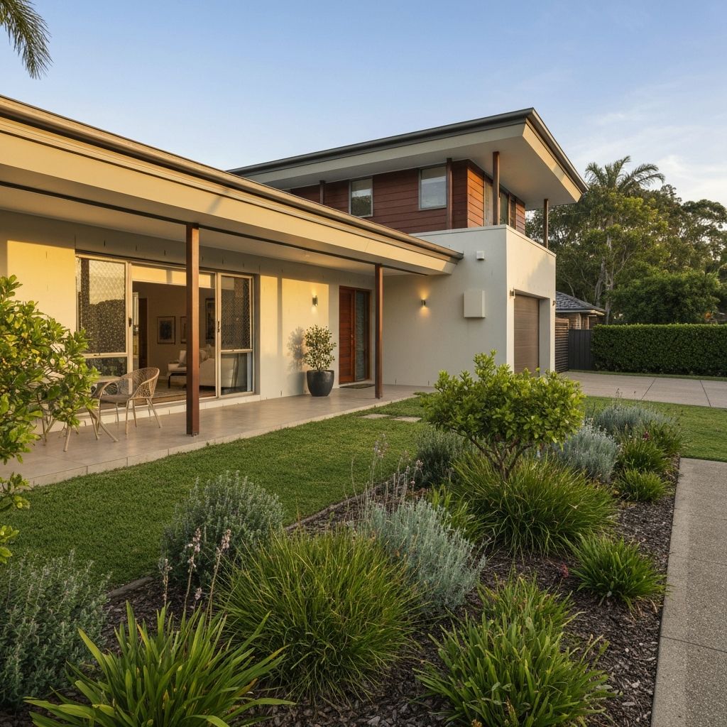 Modern Australian family home with lush garden in Brisbane, Queensland