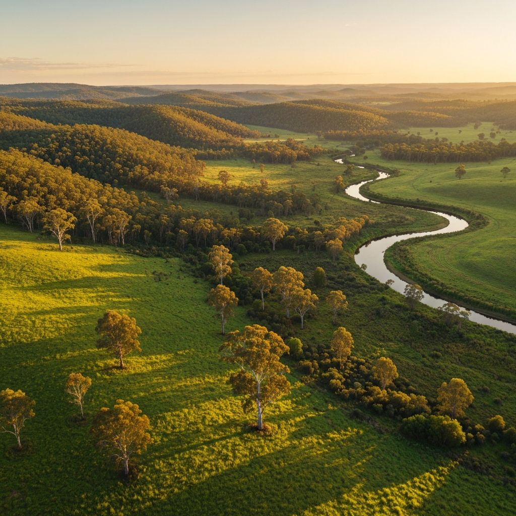 Aerial view of lush green Australian landscape representing growth and new beginnings